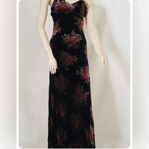 VINTAGE BETSEY JOHNSON VELVET MAXI DRESS AND MATCHING COAT DUSTER SET FL… - Picture 4 of 9